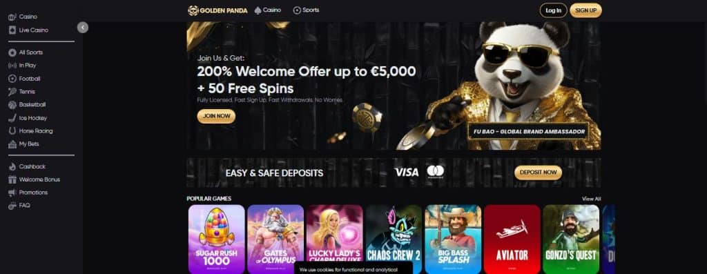 Golden Panda Betting Site Front Page